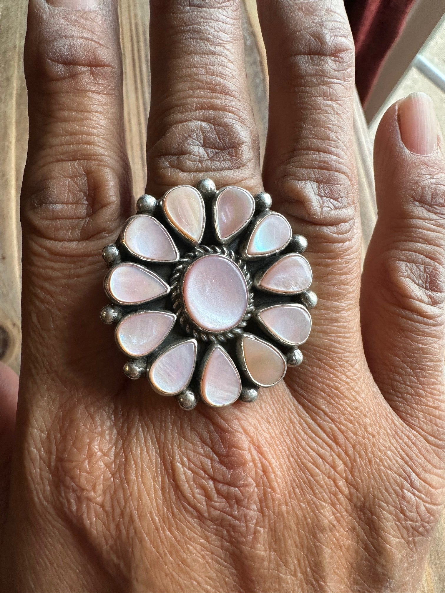Pink Mother of Pearl Ring Clarissa Vernon Hale Jewelry